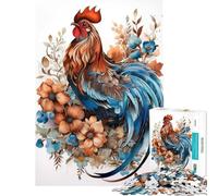 Puzzle Adulte 1000 pièces Poule aux Fleurs Jeu Difficile et Stimulant Cadeau pour Femmes Décoration Murale À partir de 14 Ans 38x26cm