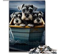 Puzzle Adulte 1000 pièces, Promenade en Bateau avec Chiots Schnauzer, en Carton, pour Adolescents et Famille - Jeu de réflexion à Faire soi-même, 1000 pièces(26x38cm)