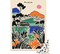 Puzzle Adulte 1000 Pièces, Provence Landscape Illustration, 52x38cm/1000pcs; pour Progresser À Son Propre Rythme; Pièces Blanches pour Un Tri Pratique