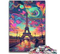 Puzzle Adulte 1000 pièces psychédélique Eiffel, Jeu Stimulant et Jeu Familial, décoration Murale, Cadeaux d'anniversaire et de Noël Uniques, 50x75cm