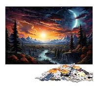 Puzzle Adulte 1000 pièces Psychédélisme coloré de l'après-midi au Soir Le Puzzle avec Affiche Assortie et Feuille de Questions 1000 pièces (38 x 26 cm)