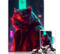 Puzzle Adulte 1000 pièces Punk Tiger, idéal comme Cadeau pour Toute la Famille (Taille 75x50cm)