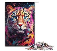 Puzzle Adulte 1000 pièces Puzzle Adulte Léopard des neiges psychédélique coloré Jeu de Puzzle 1000 pièces