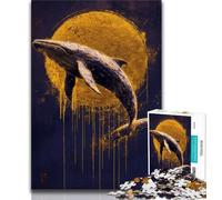 Puzzle Adulte 1000 pièces, Puzzle Baleine dorée Difficile, défi d'intelligence cérébrale, Jouets addictifs pour la décoration de la Maison (Taille 75x50cm)