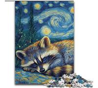 Puzzle Adulte 1000 pièces, Puzzle Ciel étoilé Raton Laveur en Carton, Casse-tête à Faire soi-même, Jeu Familial interactif 1000 pièces(26x38cm)