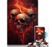 Puzzle Adulte 1000 pièces, Puzzle Difficile pour Adolescent, tête de Mort Rouge, Anti-Stress, séjour, Tuer Le Temps, liste de souhaits avec Le Père Noël (Taille 38x26cm)