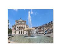 Puzzle Adulte 1000 Pièces Puzzle en Bois，Place de l'Opéra avec l'Ancienne Opéra et la Fontaine Lucae，Jeu de Puzzle Familial et des Cadeaux（75x50cm）-AA45