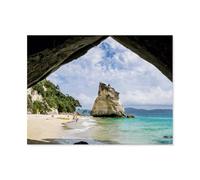 Puzzle Adulte 1000 Pièces Puzzle en Bois Puzzle en 3D，Cathedral Cove - Baie de rêve sur la péninsule de Coromandel，DIY Cadeaux De Noël Décor À La Maison（75x50cm）-AT32