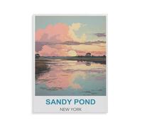 Puzzle Adulte 1000 Pièces Puzzle en Bois Puzzle en 3D，Sandy Pond New York，DIY Cadeaux De Noël Décor À La Maison（75x50cm）-HH49