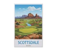 Puzzle Adulte 1000 Pièces Puzzle en Bois Puzzle en 3D，Scottsdale Arizona Poster de Voyage Vintage Golf，DIY Cadeaux De Noël Décor À La Maison（75x50cm）-H48