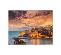 Puzzle Adulte 1000 Pièces Puzzle en Bois Puzzle en 3D，Vieille Ville et forteresse d’Ulcinj, mer Adriatique, Monténégro，DIY Cadeaux De Noël Décor À La Maison（75x50cm）-R32