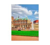 Puzzle Adulte 1000 Pièces Puzzle en Bois Puzzle en 3D，Vue panoramique du Zwinger, Palais Royal à Dresde，DIY Cadeaux De Noël Décor À La Maison（75x50cm）-C52
