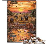 Puzzle Adulte 1000 pièces, Puzzle en Bois représentant Le Monde Animal Africain, Cadeau pour Hommes et Femmes, pour Tous Les Jours et Occasions spéciales, Taille 50x75cm