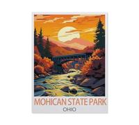 Puzzle Adulte 1000 Pièces Puzzle en Papier Puzzle en 3D,Affiche de Voyage Vintage du Parc d'État Mohican Ohio,DIY Cadeaux De Noël Décor À La Maison(38x26cm)-AI1