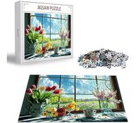 Puzzle Adulte 1000 Pièces Puzzle Fenêtre Puzzles pour Adultes de Qualité Supérieure, Paysage Puzzles Classiques, DIY Jeu D'Intelligence De l'art de la Décoration Moderne Maison Jeu Cadeau Noël H-119