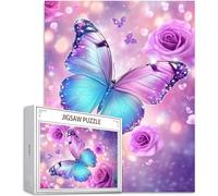 Puzzle Adulte 1000 Pièces Puzzle Papillon Puzzles pour Adultes de Qualité Supérieure, Rose Puzzles Classiques, DIY Jeu D'Intelligence De l'art de la Décoration Moderne Maison Jeu 2025 Cadeau Noël H-20