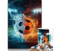 Puzzle Adulte 1000 pièces Puzzles de Football sur Glace et feu pour Adolescents Jeu Familial Anti-Stress défi Difficile Cadeaux du Père Noël Secret (50x75cm)