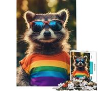 Puzzle Adulte 1000 pièces Raton Laveur Mignon en tie-Dye Jeu Familial éducatif et ludique pour améliorer la mémoire (Dimensions 38x52cm)