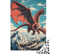 Puzzle Adulte 1000 Pièces Red Dragon Mountain Art Print Puzzle pour Adolescents Course De Vitesse Manuelle Liste De Souhaits avec Le Père Noël Jeu Stimulant Jouets 38x26cm/1000pcs