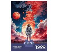 Puzzle Adulte 1000 Pièces Red Space Astronaut Moon Puzzle pour Adultes - Décoration Murale - Stimule La Mémoire - Cadeau d'anniversaire Unique 52x38cm/1000pcs