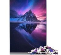 Puzzle Adulte 1000 pièces, reflet de Montagne sous Une Aurore boréale, Jouet éducatif, décoration familiale (75 x 50 cm)