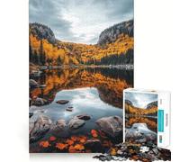 Puzzle Adulte 1000 pièces Reflets d'automne sur Un lac Jeu de qualité supérieure pour se concentrer et s'amuser pour Noël (38x52cm)