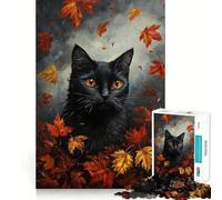 Puzzle Adulte 1000 pièces Regard de Chat d'automne Assemblage Parfait Art Jeu Intelligent Cadeau Jeu Lent Cadeau Artistique de Noël (38x26cm)