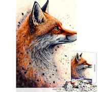 Puzzle Adulte 1000 pièces Renard Aquarelle Jeu éducatif pour se détendre et s'amuser Comprend Une Affiche et Une fiche de Questions-réponses Assorties Dimensions 38x26cm