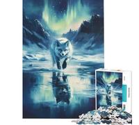 Puzzle Adulte 1000 pièces Renard Arctique sous Aurore boréale Jeu de réflexion Défi d'intelligence Jouet addictif Une œuvre d'art (Dimensions 38x26cm)