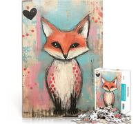 Puzzle Adulte 1000 pièces Renard de la Saint-Valentin à Pois en Forme de cœur Jouets de Jeu Jouets de décoration pour la Maison 50x70cm