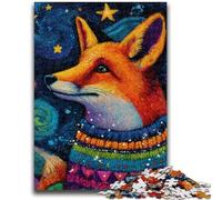 Puzzle Adulte 1000 pièces Renard Portant Une écharpe pour 14 Ans et Plus Jouet éducatif intellectuel décompressant Excellent Cadeau 26x38cm