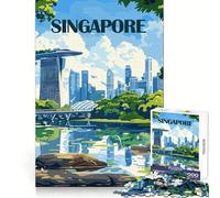 Puzzle Adulte 1000 pièces représentant la Skyline de Singapour et Ses Jardins Jeu de réflexion Relaxant pour Les Enfants 50x75cm