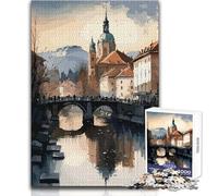 Puzzle Adulte 1000 pièces représentant la Ville de Ljubljana, en Slovénie Jeu éducatif et Stimulant Idéal comme Cadeau Original et touchant Dimensions:38x26cm