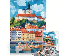 Puzzle Adulte 1000 pièces représentant Le château de Bratislava et sa Ville, Jeu de Construction, activité ludique à Faire à la Maison, pour renforcer Les Liens Amoureux 38x52cm