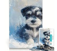 Puzzle Adulte 1000 pièces représentant Un Chiot Schnauzer (50x75cm) Peinture à l'huile Jeu de réflexion Relaxant pour Les Enfants