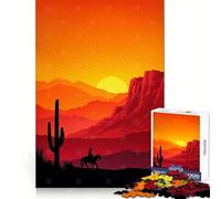 Puzzle adulte 1000 pièces représentant un paysage de l'Ouest avec un cowboy au coucher du soleil 38x52cm idéal pour développer ses compétences analytiques et se détendre Un cadeau parfait pour l'hiver