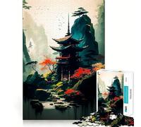 Puzzle Adulte 1000 pièces représentant Un Paysage Japonais Ancien Développe la mémoire et stimule Le Sens du Jeu Assemblage Stable,pièces Qui ne bougent Pas Format Compact,idéal pour des Moments