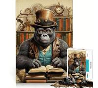 Puzzle Adulte 1000 pièces Retour à l'école des gorilles Découpe Premium Jeu de Concentration et d'amusement Divertissement Cadeau de Noël (38x52cm)