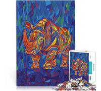 Puzzle Adulte 1000 pièces Rhino Pop Art Style Cubisme Jouets Jeux éducatifs Soulagement du Stress Une œuvre d'art 50x70cm
