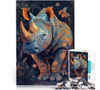 Puzzle Adulte 1000 pièces Rhinocéros Animal Jouets éducatifs et d'apprentissage Jeux familiaux décoration Murale 38x26cm