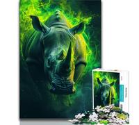 Puzzle Adulte 1000 pièces Rhinocéros Vert, Aide Le Cerveau à exercer des Jouets addictifs pour cultiver la Patience Décoration Parfaite 38x26cm