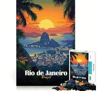 Puzzle Adulte 1000 pièces Rio de Janeiro,Brésil Affiche de Voyage Jeu de Puzzle Amusant et Stimulant pour Les articulations Cadeau d'anniversaire Amusant (38x26cm)