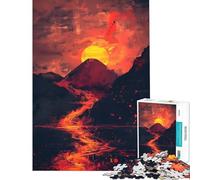 Puzzle Adulte 1000 pièces Rivière de Lave Coucher de Soleil Minimaliste Amusant à la Maison Activités décoration Jeu Impossible Convient aux Personnes de 14 Ans et Plus (50x75cm)