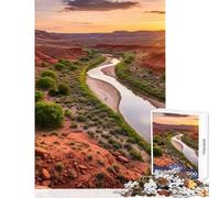Puzzle Adulte 1000 pièces Rivière du désert au Coucher du Soleil Puzzle 1000 pièces Jeu Manuel Excellent Cadeau pour l'analyse et la logique des Jeux (38x52cm)
