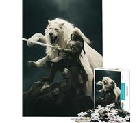 Puzzle Adulte 1000 pièces Roi Lion Blanc Décoration Murale Idéal pour s'amuser en Famille pour Un Anniversaire ou comme Cadeau Original (38x26cm)