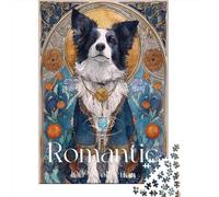 Puzzle Adulte 1000 Pièces Romantic Art Nouveau Dog Print Puzzles pour Adolescents, Jouets Anti-Stress, Défi Difficile, Cadeau d'anniversaire Unique 70x50cm/1000pcs