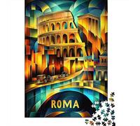 Puzzle Adulte 1000 Pièces, Rome Cubist Heritage - Modern Geometric Colosseum, 70x50cm/1000pcs; Pièces Peu Poussiéreuses pour La Table; Loisir Calme À Partager en Famille