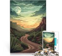 Puzzle Adulte 1000 pièces Route du désert Vintage au Coucher du Soleil Jeux Amusants Car C'est Un pour Toute la Famille 50x70cm
