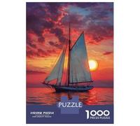 Puzzle Adulte 1000 Pièces Sailboat Sunset Ocean Puzzles pour Adolescents pour S'amuser en Famille Difficile Et Stimulant Un pour Les Jeux 52x38cm/1000pcs