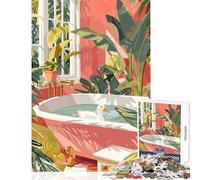 Puzzle Adulte 1000 pièces Salle de Bain Tropicale avec Canard Jeu éducatif pour Les Jeux Jeu Impossible Renforce l'amour Entre Couples Dimensions 38x26cm